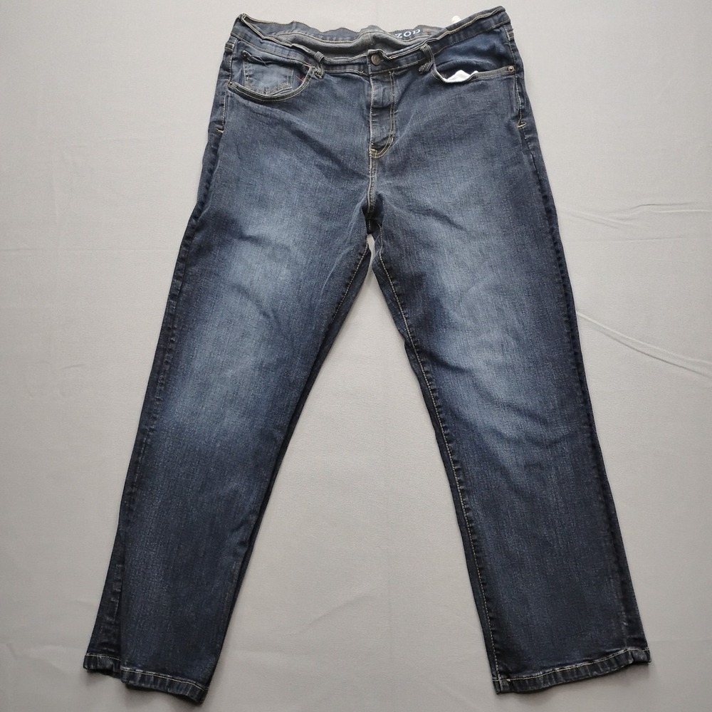 IZOD Mens Relaxed Fit Straight Leg‎ Jeans Dark Wash Blue 38x30 Stretch Denim